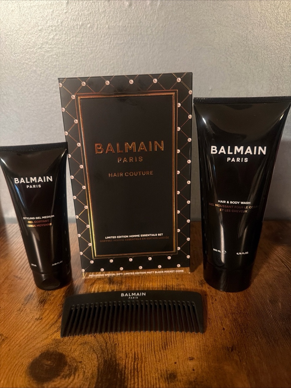 Balmain Paris Hair Couture Ltd.Edition Men’s Set-Hair&Body Wash/Styling Gel/Comb